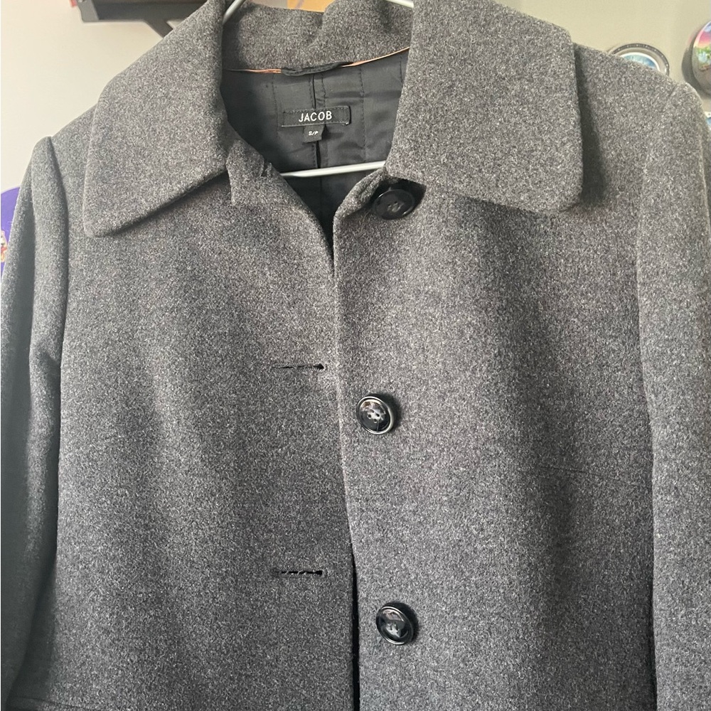 Jacob Gray Trench Coat Wool Blend Formal - Picture 1 of 3